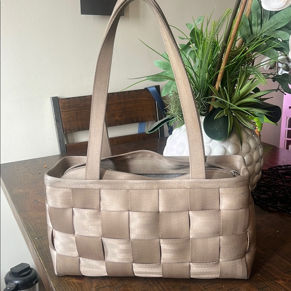 Elegant Tan Woven Tote Bag